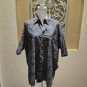Tori Richard Men's XL Acid Black Paisley Short Sleeve Psycho Classy Hawaiian